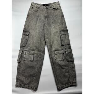 Love For Humanity Women's Baggy Gray Cargo Denim Jeans - Size 9/29 (30x30)